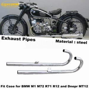 Chrome metal 32HP Header Pipe Exhaust Muffler Pipe For BMW M72 Ural Motorcycle - Picture 1 of 10