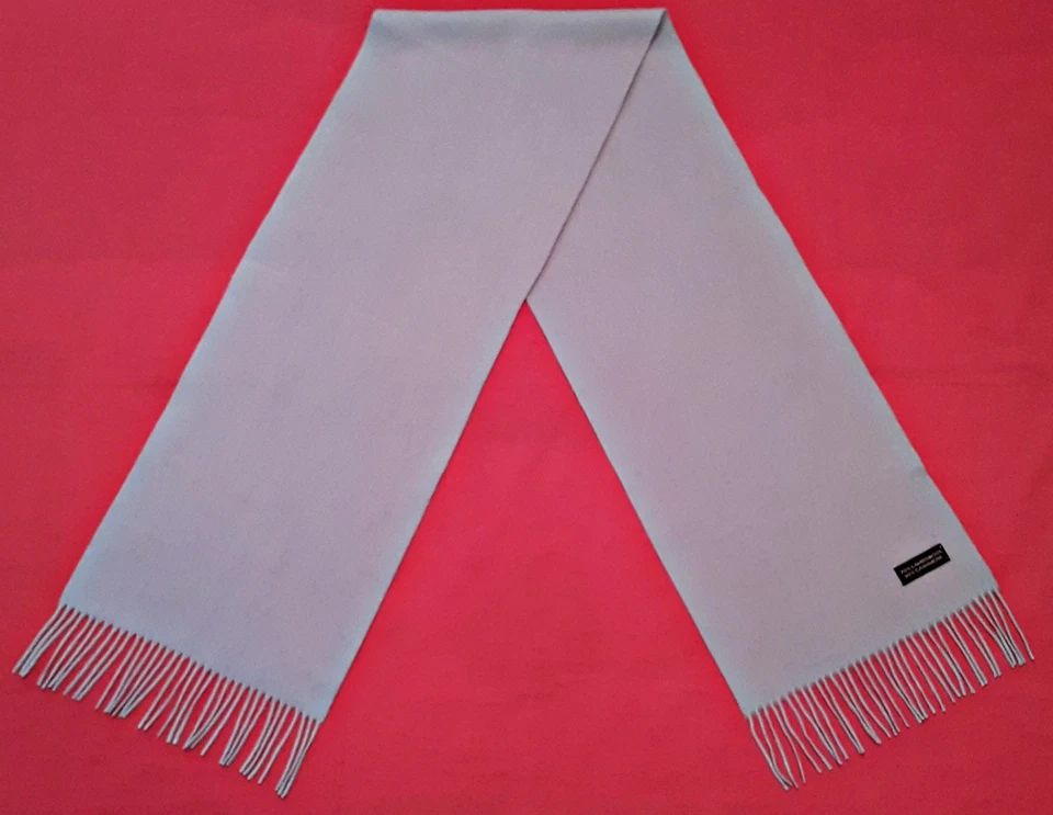 BUFANDA LARGA VINTAGE DE LANA DE CACHEMIR AZUL CLARO SÓLIDO CON FLECOS PARA HOMBRE Foto 1 de 3