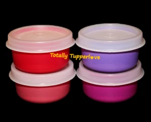Tupperware Smidgets Set of 4 Mini Containers 1 oz Red Pink Purple Shades Vintage - Picture 1 of 2