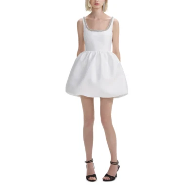 Mini vestido autorretrato blanco tafetán diamante precio de venta sugerido por el fabricante $465 Foto 1 de 4