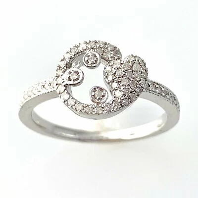 Anillo de cóctel de plata esterlina con diamantes delicados nido de pájaros de Olivia talla 7 Foto 1 de 4