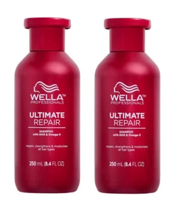 2x Wella Ultimate Repair Shampoo Nourish Damaged Hair AHA Omega 9 Shine STEP 1 - Picture 1 of 4