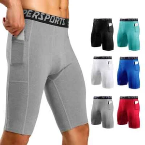Pantaloncini Uomo Palestra Fitness Allenamento Tasca Uomo Dry Fit Corsa Compressione - Foto 1 di 30