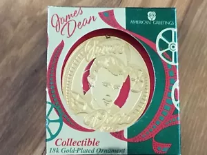 American Greetings James Dean 1998 adorno de Navidad chapado en oro 18 k nuevo en caja - Imagen 1 de 3