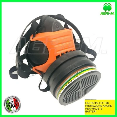 Maschera anti gas con filtro A B EK1 P3 R per polveri agricoltura vernici sekur  - Immagine 1 di 4