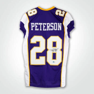 THE REAL AUTOGRAPH Adrian Peterson Signed Purple Pro-Style Football Jersey