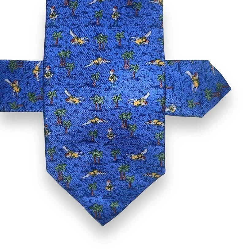 Corbata de seda Holland & Sherry palmeras pájaro de agua hecha en EE. UU. Foto 1 de 4
