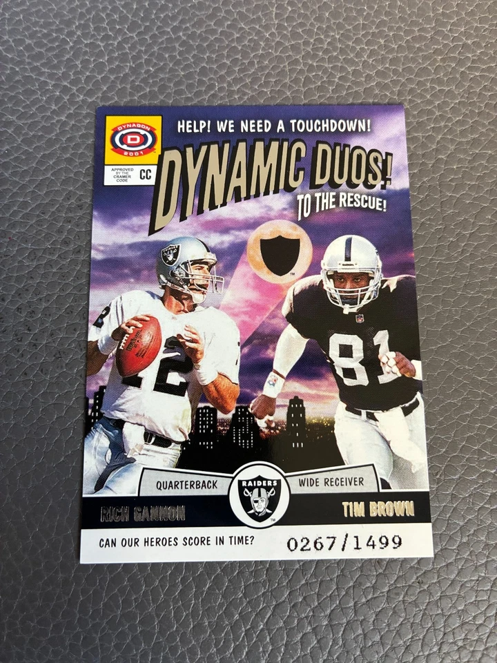 2001 Pacific Dynagon Dynamic Duos /1499 Rich Gannon Tim Brown #15 HOF - Image 1 of 2