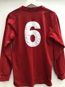 England Football Shirt 1966 #6 Red Long Sleeve Bobby Moore Score Draw Mens Small - Picture 1 of 7