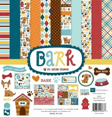 Echo Park - Bark - 12x12 Collection Kit Scrapbook Papers + Stickers Puppy Dog - Image 1 of 4