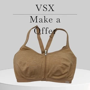 NEW Victorias Secret Sport High-Support Front-Zip Sports Bra Tan 34DDD Womens - Picture 1 of 6