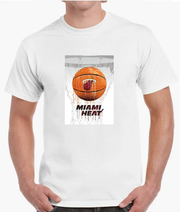 Camiseta Miami Heat Para Hombre Grande Blanca Gráfico Logo Cuello Redondo Manga Corta Informal Foto 1 de 1