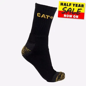 Caterpillar Mens-Prämie Gepolstert Verstärkt Wadenlänge Arbeit Socken, Schwarz - Bild 1 von 2