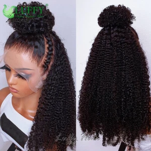 360 Kinky Curly Lace Front Wigs Human Hair High Ponytail Pre Plucked Curly Wigs - Picture 1 of 12