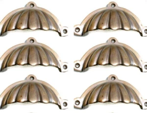 6 tiradores con forma de carcasa pesada mango latón puro sólido vintage retro 4" watson 2942 B - Imagen 1 de 10