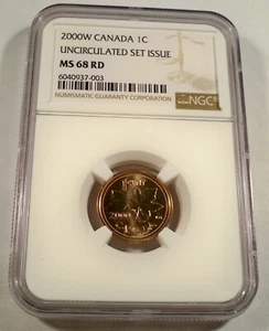 2000-W 1c CANADÁ NGC MS 68 RD CENTAVO COBRE MS 68 RD ROJO - Imagen 1 de 5