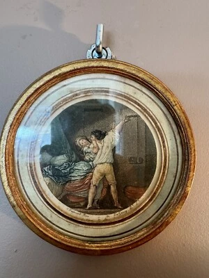 Médaillon en bois dorée & Eau Forte signé De Gouy H  Fragonard Pinx  - Photo 1/4