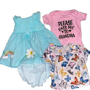 Lot Of 4 Assorted Baby Girl Flower Sun Dress Shirts Butterfly Good Lad 9-18Month - Picture 1 of 6