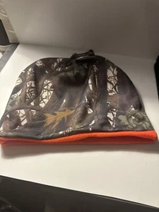 Mens Camo Blaze Orange Reversible Hunting Beanie Hat Skull Cap DWK - Picture 1 of 5