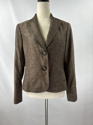 Chaqueta Blazer Lafayette 148 Marrón Dorado Metálico 6 Mezcla Lana Virgen Reloj de Arena Foto 1 de 4