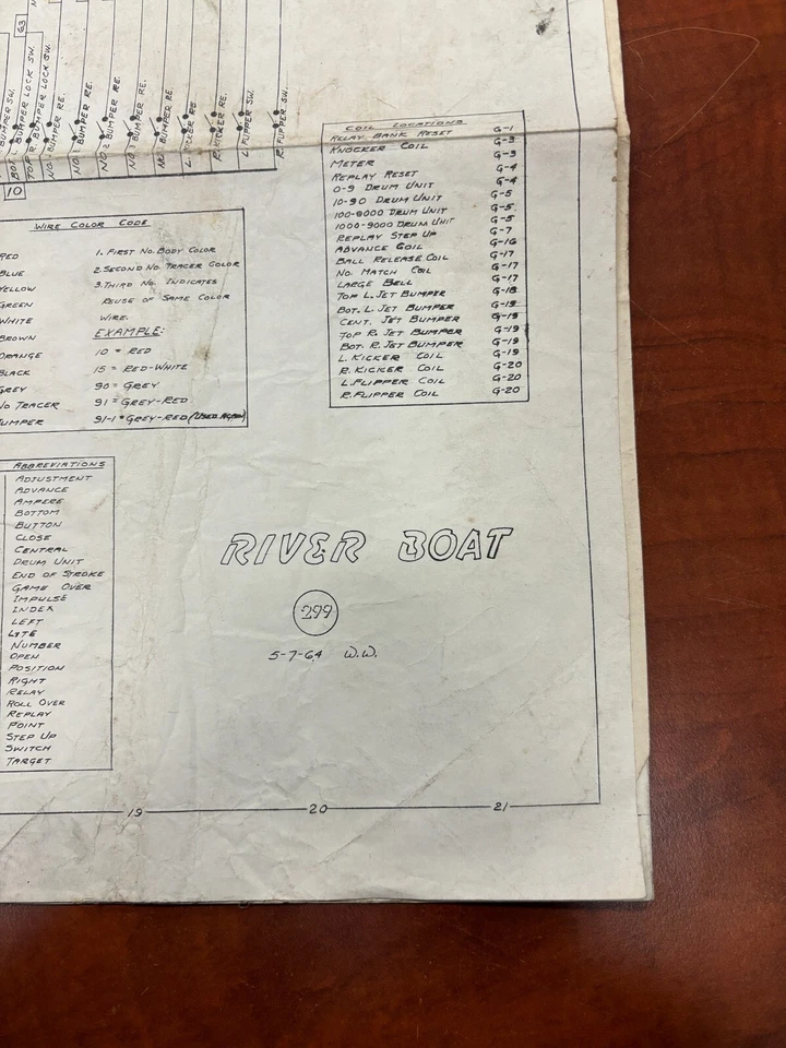ORIGINAL-WILLIAMS-RIVER BOAT-PINBALL-SCHEMATICS - Image 1 of 1