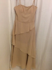 Landa Formal Dress Size 14 Tan Beaded Sequins Layered Evening New with Tags - Picture 1 of 10