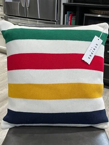 Cojín de almohada tejido de algodón a rayas múltiples rayas HBC Hudson’s Bay de Canadá NUEVO NUEVO CON ETIQUETAS - Imagen 1 de 5