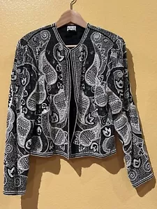 Vintage JUDITH ANN CREATIONS Womens Squin & Bead Cardigan Blazer Jacket - Sz. S - Picture 1 of 9