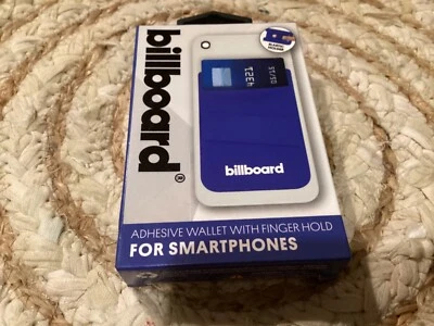 Billboard Adhesive Wallet with Finger Hold ~Card Holder for Smartphones BLUE - Image 1 of 2