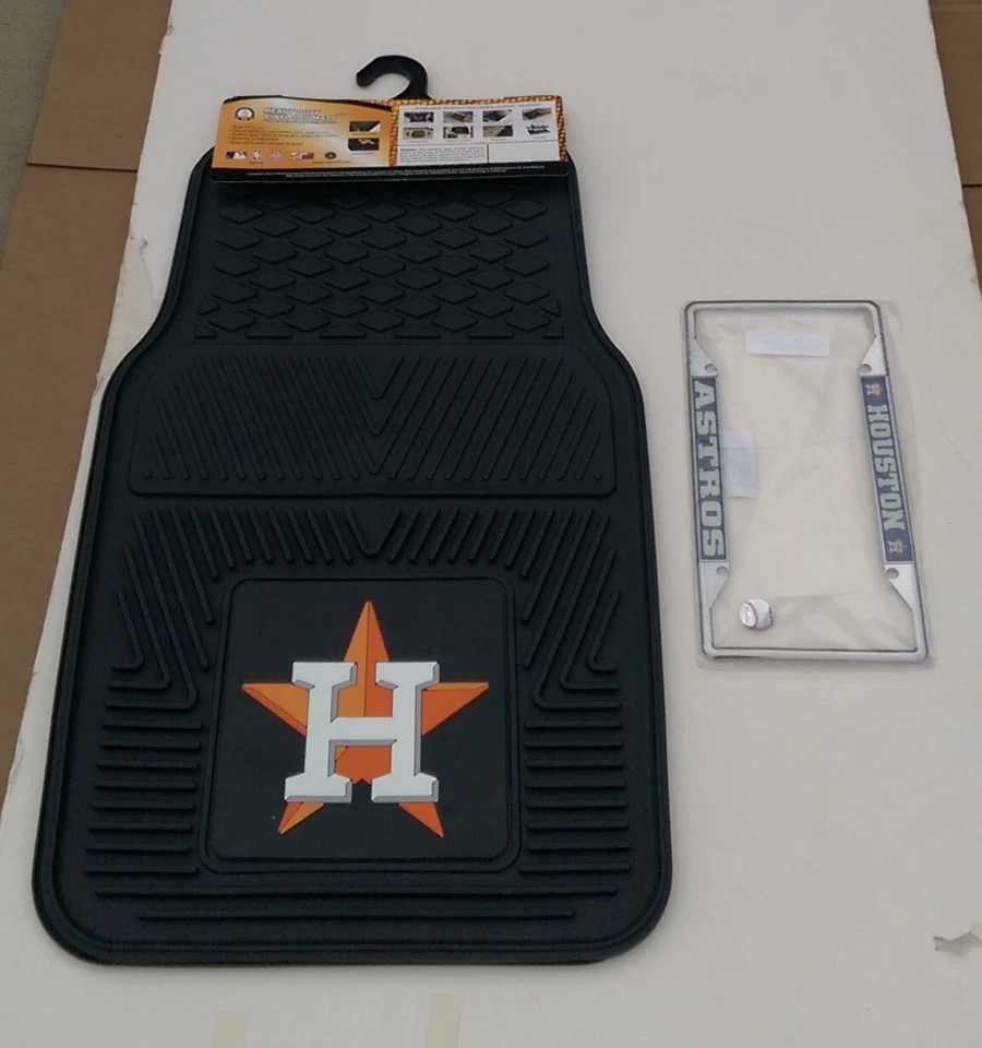 Juego de alfombrillas y marco de matrícula de vinilo para auto camión MLB Houston Astros Foto 1 de 4