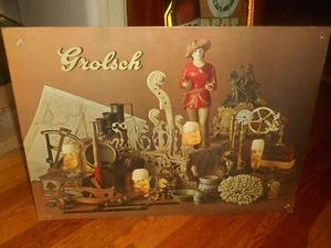 Vintage GROLSCH Lager Bier Schild 25" x 18" Pappe Staffelei Rückseite Theke Display - Bild 1 von 24