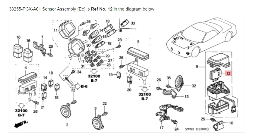 HONDA GENUINE ACURA NSX Sensor Assembly (EC) Control Unit 38255-PCX-A01 OEM - image 1 of 1