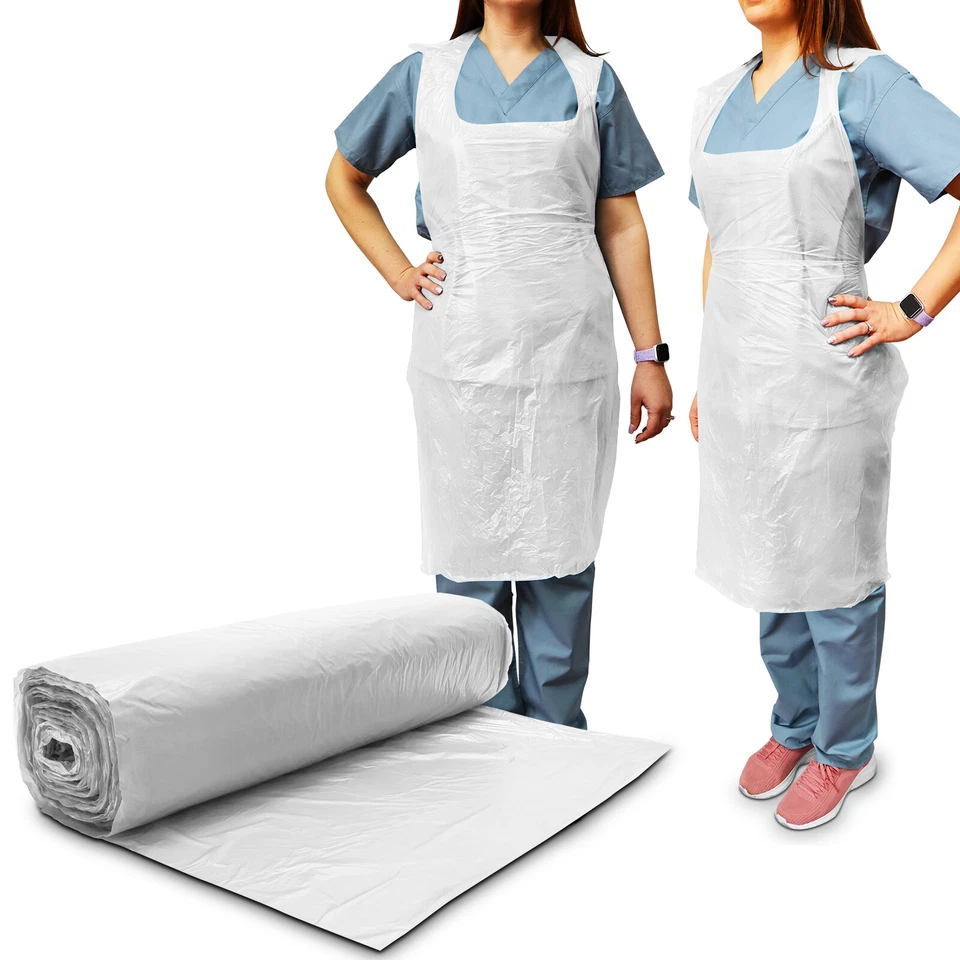 RE-GEN 69x107cm Einweg Polyethylen PSA lang Küchenschürzen Rolle weiß x 200