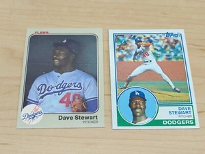 1983 Topps #532 & 1983 Fleer #222 DAVE STEWART Los Angeles Dodgers! Oakland A's! - Bild 1 von 3