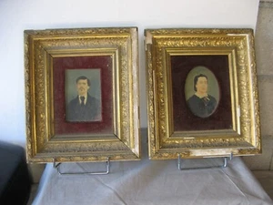 Ancienne paire d'huile sur panneaux, 2 portraits par Edouard Mottet 1894 Paris - Picture 1 of 19