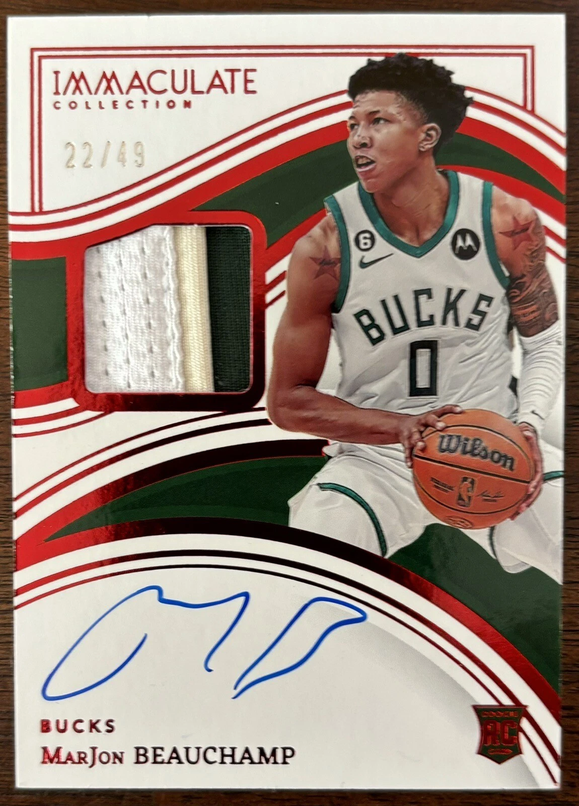 2022-23 Panini Immaculate MarJon Beauchamp Rookie Patch Autograph RPA Red RC /49