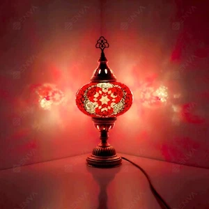 Turkish Moroccan Handmade Mosaic Table Tiffany Table Desk Lamp Light Large Globe - Picture 1 of 9