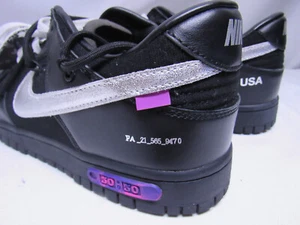 Nike Off-White x Dunk Low Lot 50 of 50 DM1602-001 Men's Shoes Black/Silver 11 - Picture 1 of 12