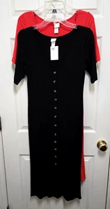 Lot of 2 H&M Rib-Knit Sweater Dresses Black Coral Size Small - New - NWT - Picture 1 of 7