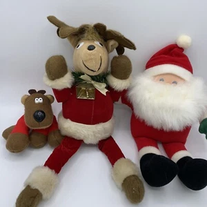 Vintage 1980’s Christmas Plush Decorations Reindeer And Santa  Hallmark 1986 - Picture 1 of 7