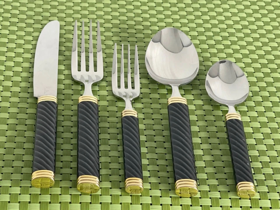 Cubiertos Mikasa BRAID ONYX acero inoxidable Laslo dorado Japón SMART CHOICE B158G Foto 1 de 1