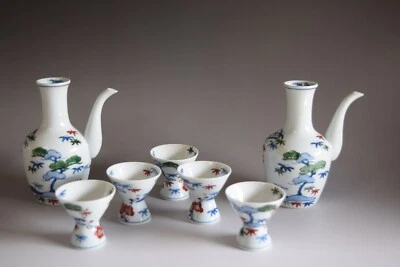 Juego completo de recipientes japoneses para beber sake ARITA-ware hechos por Genemon V78 Foto 1 de 4