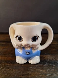 Vintage Big Eyed Bunny Mug/Planter Hand Painted Marked And Numbered On Bottom - Picture 1 of 10