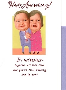 Funny Happy Anniversary Old Couple Holding Each Other Up Hallmark Greeting Card - Picture 1 of 3
