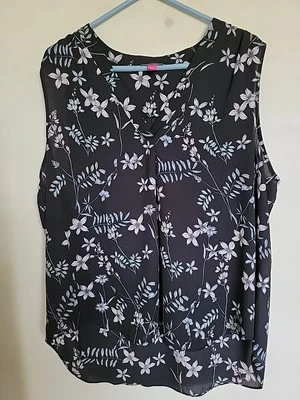 Vince Camuto цветочный без рукавов блузка бак XL пуловер v-образным вырезом Топ богемное карьера - Изображение 1 из 3