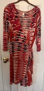 Vestido envolvente estampado multicolor mangas 3/4 Emma & Michele para mujer talla 2X - Imagen 1 de 5