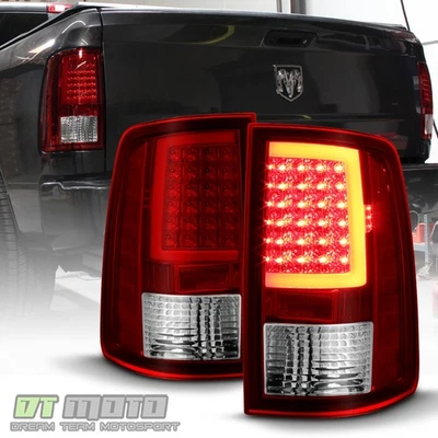 2009-2018 Dodge Ram 1500 10-18 2500 3500 Red Clear LED Tube Tail Lights Lamps - Image 1 of 4
