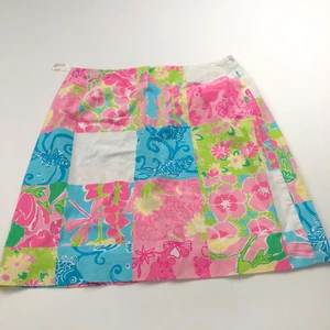Lily Pulitzer 8 (Fits 30In) Zip Flat Non Lined Mini Skirt Floral PLS READ - Picture 1 of 8