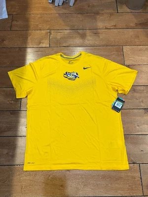NIKE LSU TIGERS FOOTBALL DRI FIT T-SHIRT TEE YELLOW XL NWT - Image 1 of 4