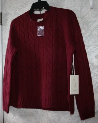 Suéter Pullover JOIE 100% Cachemira Tejido con Cable Grande Borgoña Mangas Largas Nuevo con Etiquetas Foto 1 de 2